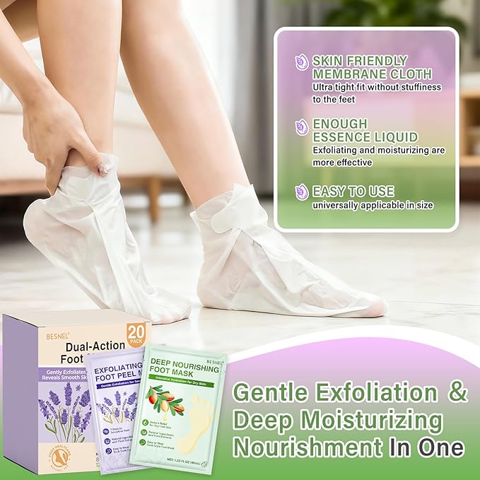 12Pack Moisturizing＆8Pack Foot Peeling Foot Mask, Hydrating Foot Masks Dry - Image 6