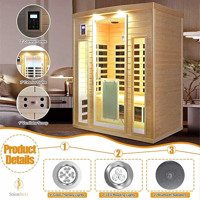 3 Person Infrared Sauna 0-5mG Ultra Low EMF Far Infrared Sauna - Image 3