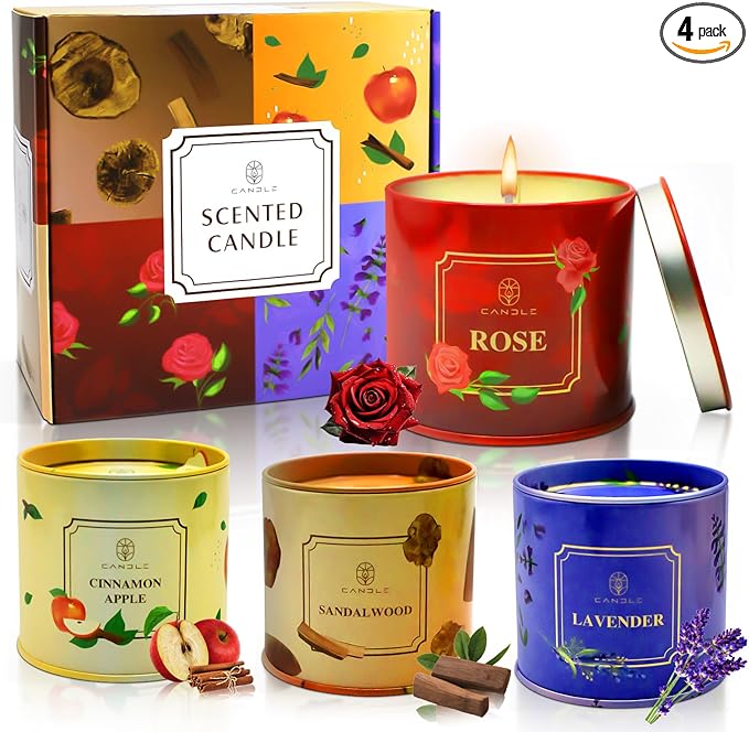 Mothers Day Gifts, Scented Candles, 4 Pack Long Lasting Soy Wax Candles Gift by Unknown