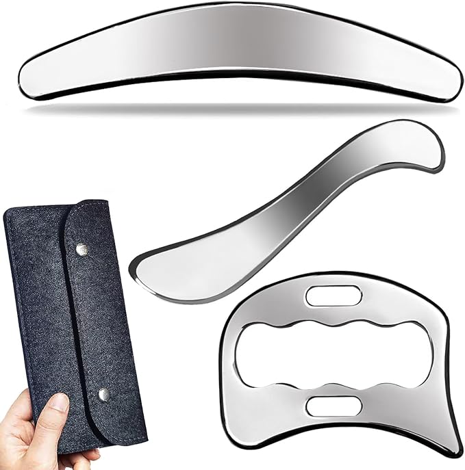 3 in 1 Muscle Scraper Stainless Steel IASTM Set, Physical Therapy Massage by GYXCOELEIASTMTOOL