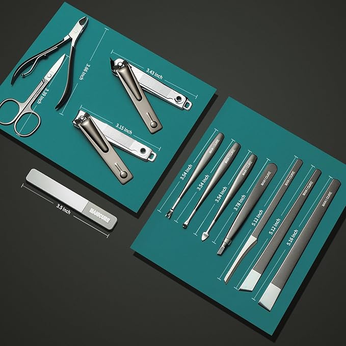 Manicure & Pedicure Set 12 in 1, Nail Clippers Set, Quality Fingernail& Toenail - Image 6