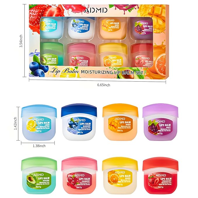 Lip Balm Lip Moisturizing Set 8 kinds of fruit flavor lip mask, 4-in-1 lip care - Image 2