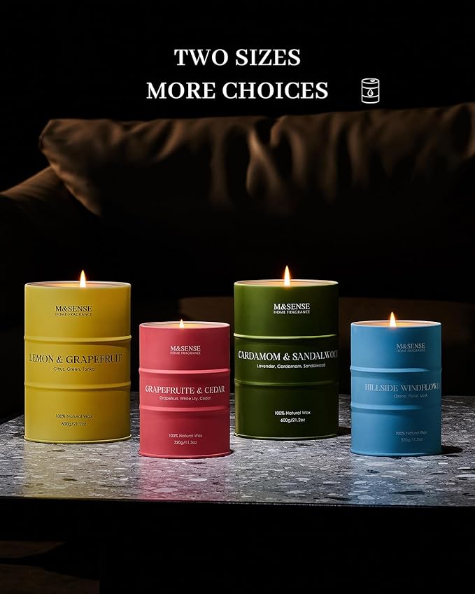 M&SENSE Wild Rose Large Natural Scented Candle, 120 Hours Long Lasting Soy - Image 8