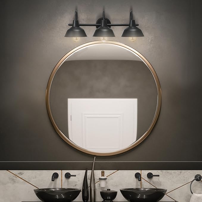 Globe Electric 65554 Barnyard 3-Light Vanity Light, Matte Black - Image 2