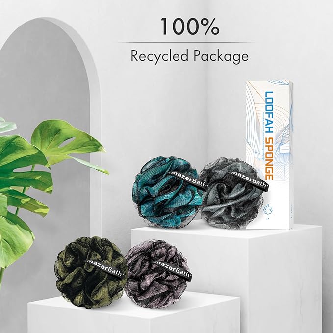 AmazerBath Charcoal Loofah Sponge, Large Shower Loofah 75g/PCS - Image 7