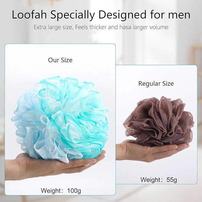 BTYMS XXL Loofah Bath Sponge 100g/pc, Extra Large Shower Puffs Exfoliating Mesh - Image 7