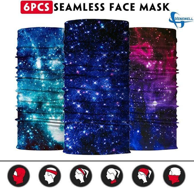 Venswell Neck Gaiter Face Mask Men Women, Seamless Bandana Rave Face Cover - Image 4