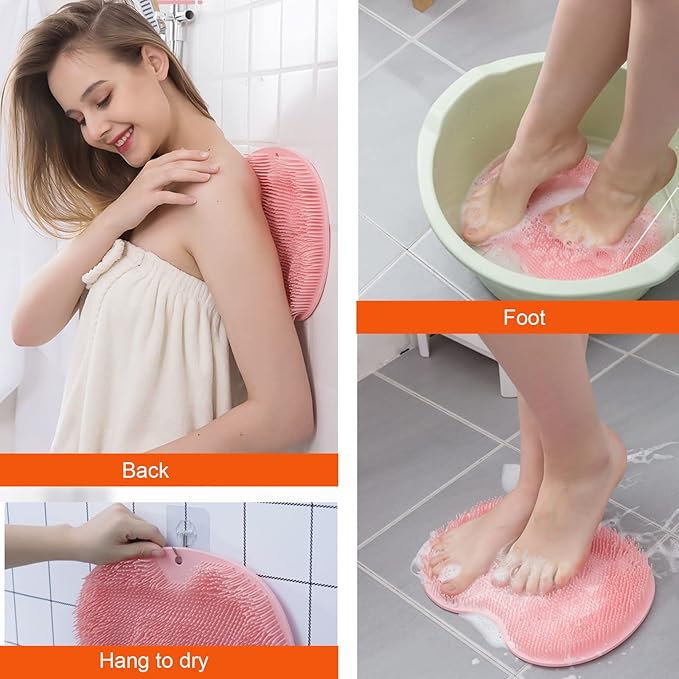 VOPHIA 2 Pack Shower Back & Foot Scrubber, Wall Mounted Back Scrubber Silicone - Image 4
