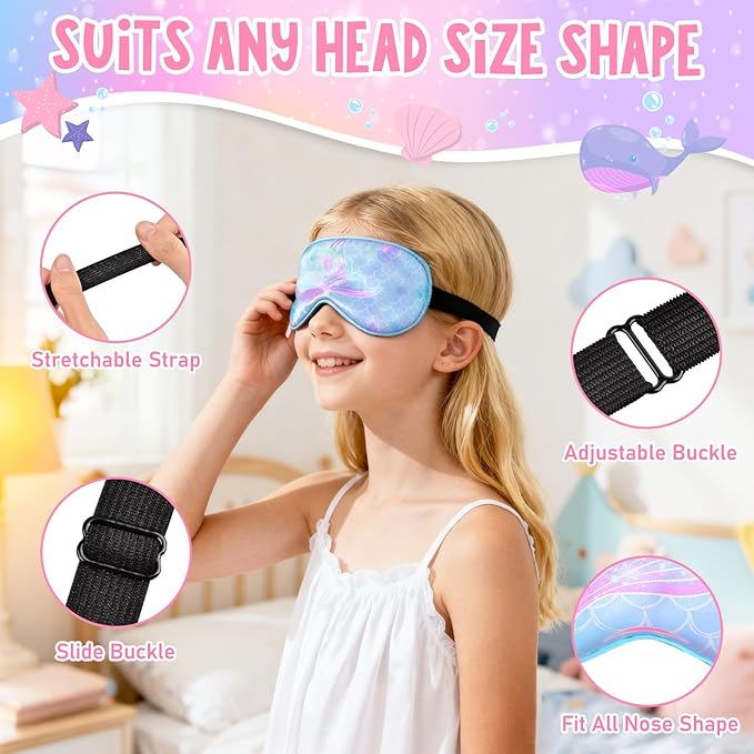 OlyPegic 2 Pcs Kids Sleep Mask Girls Silk Eye Mask Sleeping - Image 2