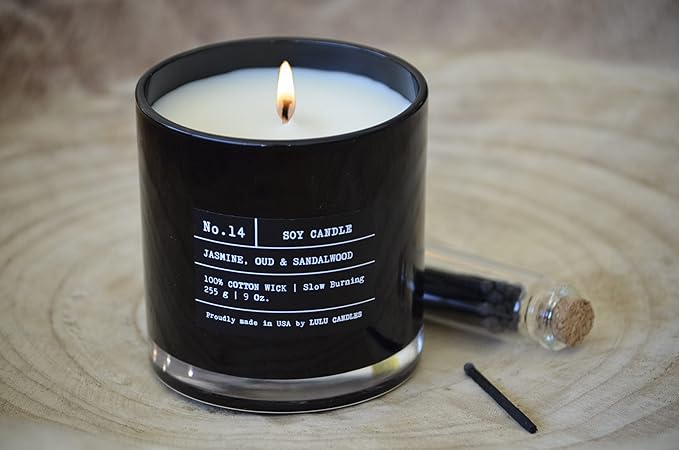 Lulu Candles | Oud Sandalwood | Smells Smokey & Woody | Luxury Scented Soy Jar - Image 6