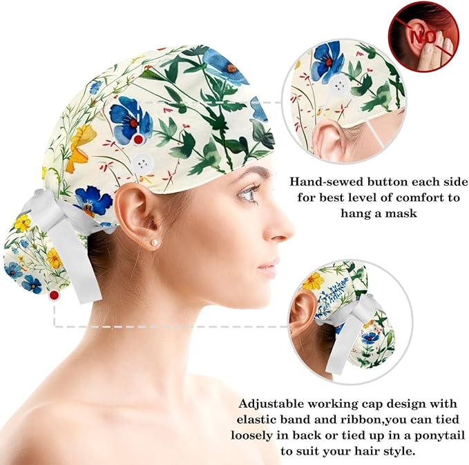Women's Working Caps with Scrunchies Tarot Pattern Background Lace-Up Hat - Image 3
