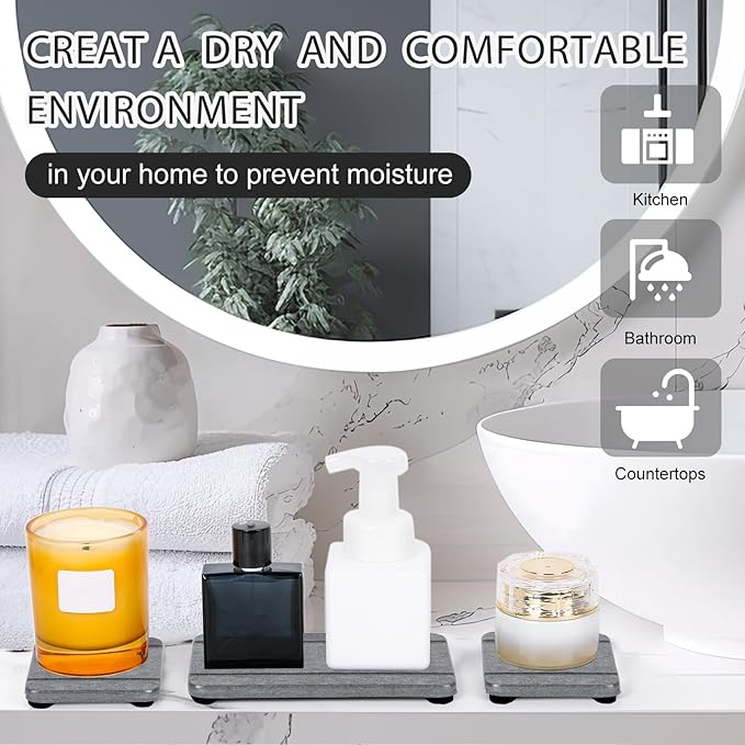 4PCS Stone Drying Tray for Bathroom Sink and Kitchen Counter, Fast Drying - Image 7