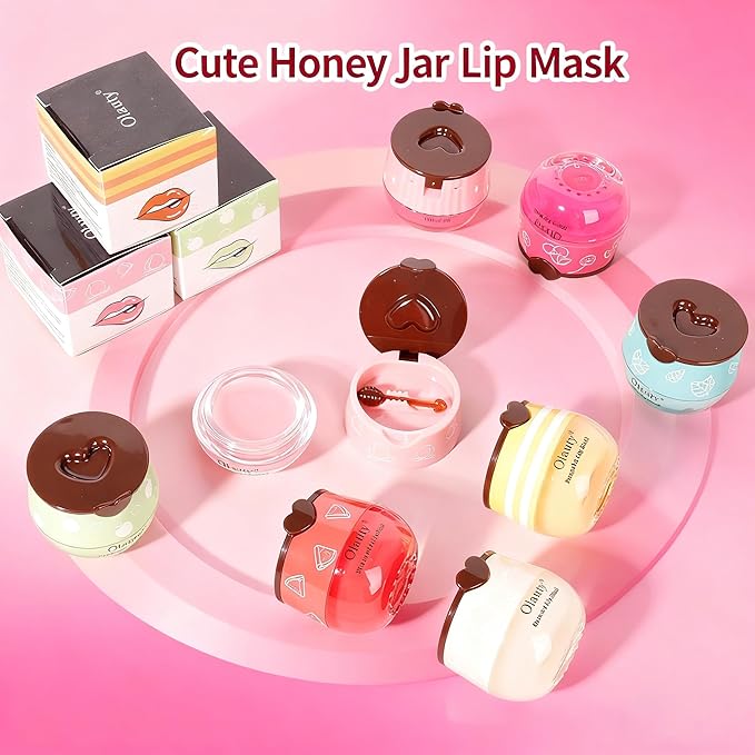 10Pcs Bee Lip Balm Honey Pot, Strawberry, Watermelon, Apple Lime, Aloe Vera - Image 7