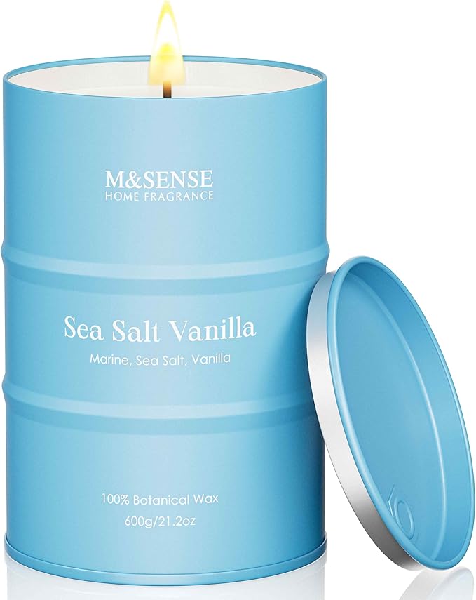 M&SENSE Sea Salt Vanilla Scented Candles Large Beach Candle, Natural Soy Summer by MSENSE