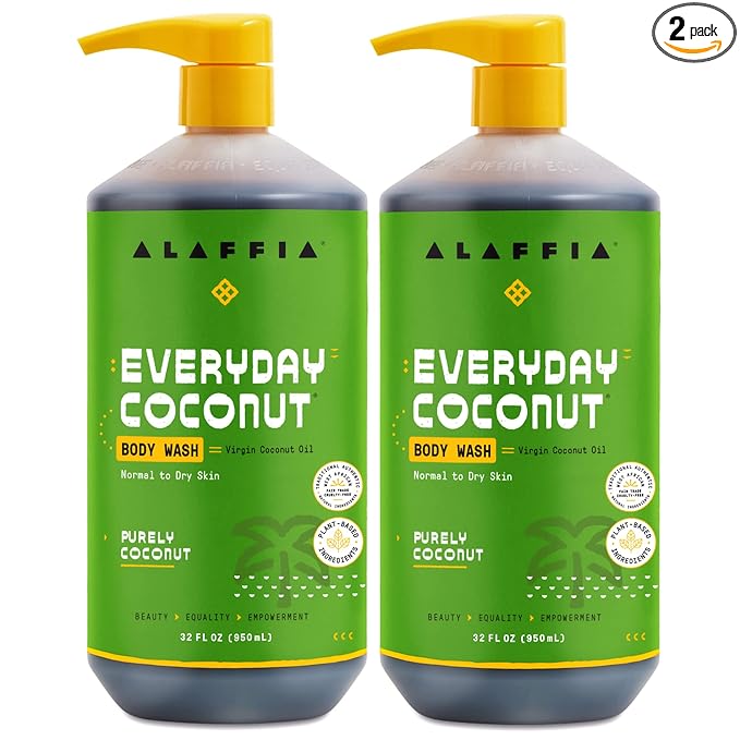 Alaffia Body Wash, EveryDay Coconut 2-Pack – Purely Coconut Gentle Skin Cleanser by Alaffia