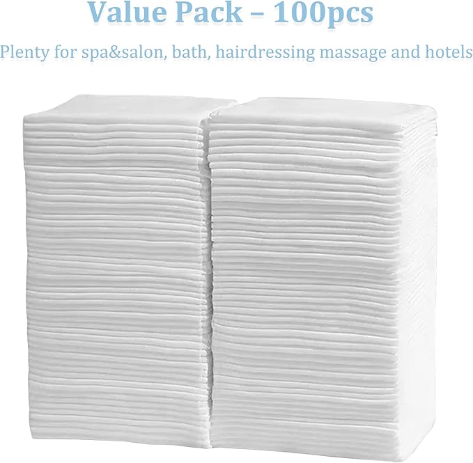 Disposable Bath Hair Towels, 100-Count 12" x 28", Thick Pearl Texture, Soft & - Image 7