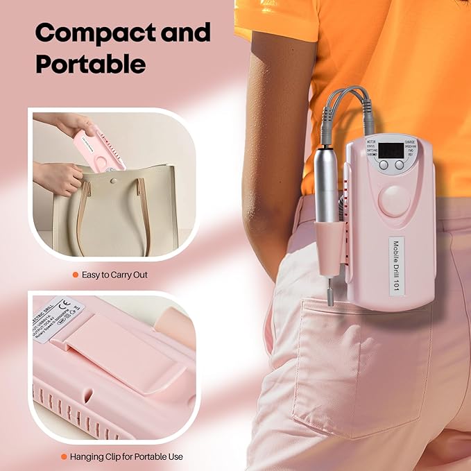 Droyek Electric Nail Drill Portable Nail Drill Professional 30000 RPM 13 Salon - Image 4