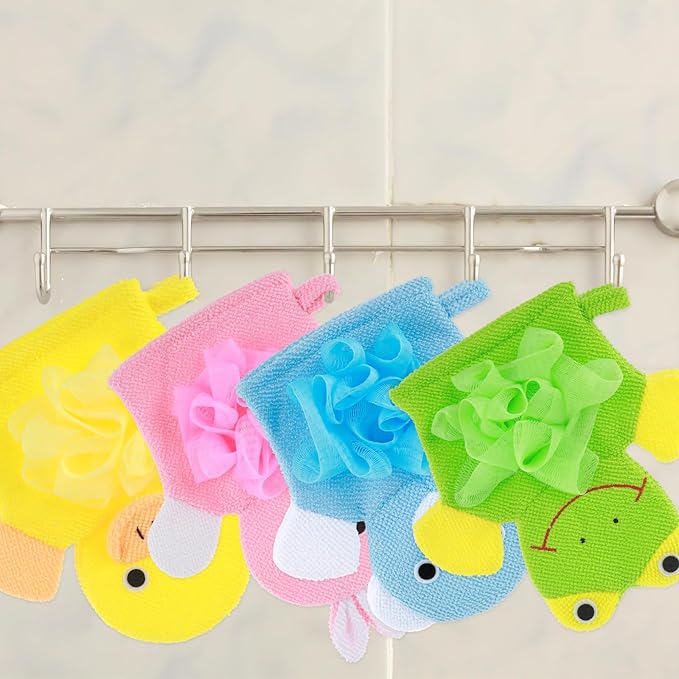 Dimeho Kids Bath Gloves, 4/2pcs Shower Gloves Loofah - Image 5
