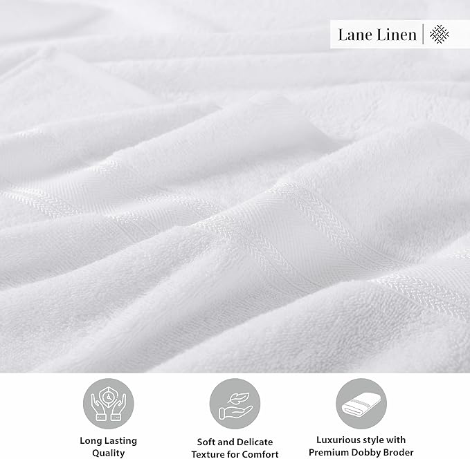 LANE LINEN 100% Cotton 4 Pack Bath Towels - Image 7