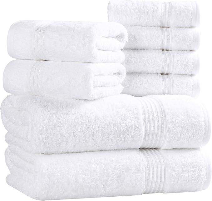 Superior Egyptian Cotton 8-Piece Towel Set, Guest Bath Decor Essentials - Image 2