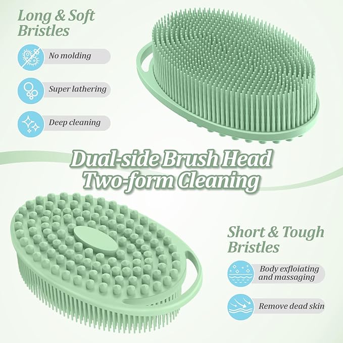 Silicone Back & Body Scrubber Set 2PCS, 13.4'' Gentle Exfoliating Back Scrubber - Image 4