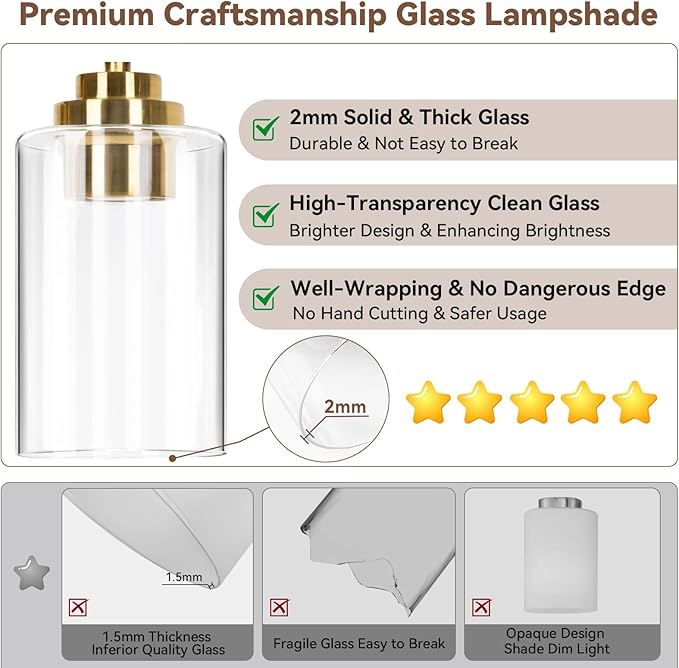 4-Light Bathroom Light Fixtures, Brushed Gold Vanity Lights, Classic Wall Lamp - Image 3