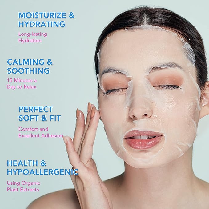 48 Packs Collagen Essence Sheet Facial Masks, Plant Extract and Sodium - Image 4