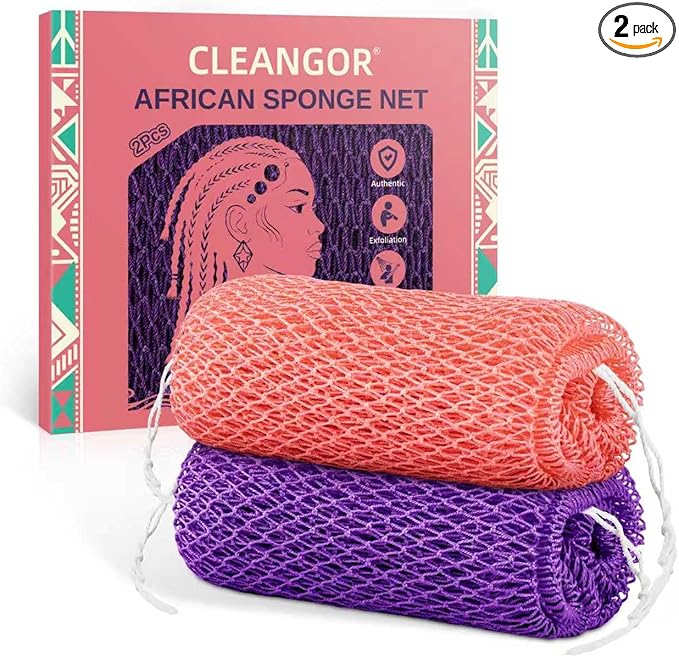 Cleangor 2Pcs African Net Sponge Authentic by Cleangor