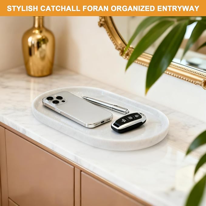 Pure Natural Marble Tray for Bathroom, Sink. Cosmetics, toiletries, etc. can be - Image 6