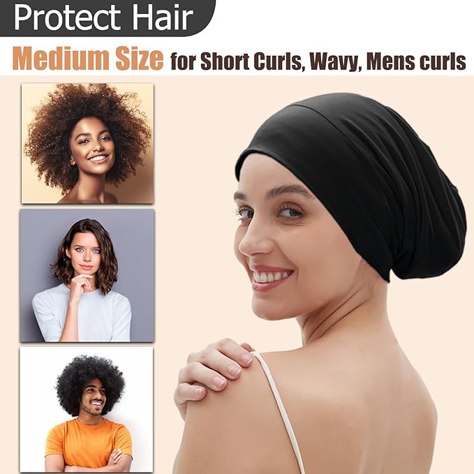 Sleep Cap Bonnet for Sleeping, Adjustable Cooling Ice Silk Lined Hair Bonnets - Image 7