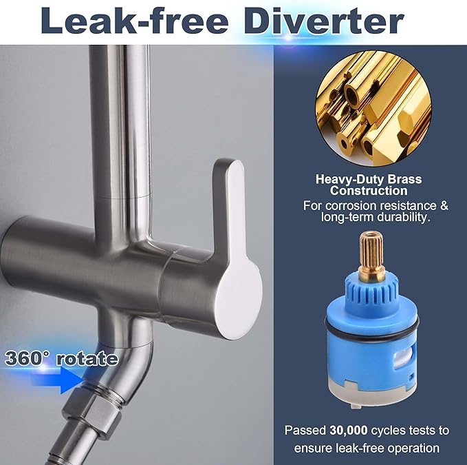 SonTiy Rain Shower Head with Handheld Spray and Shower Shelf, All Metal Shower - Image 6