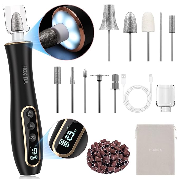 Electric Nail Drill, Professional Manicure Pedicure Kit, Cordless Electric Nail by Hoxida