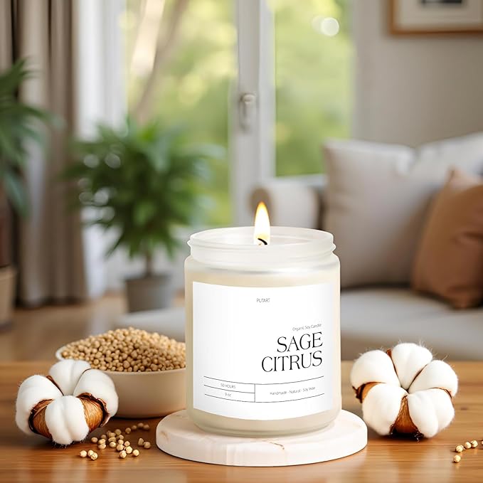 Sage Citrus Candles for Home Scented, 9oz Natural Soy Aromatherapy Non Toxic - Image 7