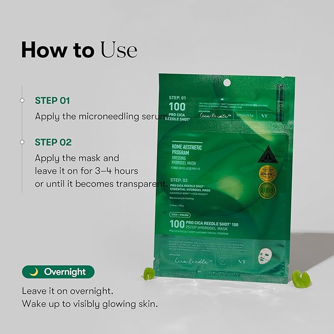 VT COSMETICS Pro Cica Reedle Shot 100 2-Step Hydrogel Mask, Intensive Calming - Image 6