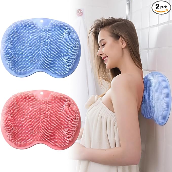 VOPHIA 2 Pack Shower Back & Foot Scrubber, Wall Mounted Back Scrubber Silicone by VOPHIA