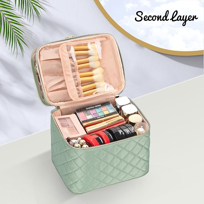 OCHEAL Large Makeup Bag, Double Layer Makeup Bag, Vertical Storage Cosmetic Case - Image 7