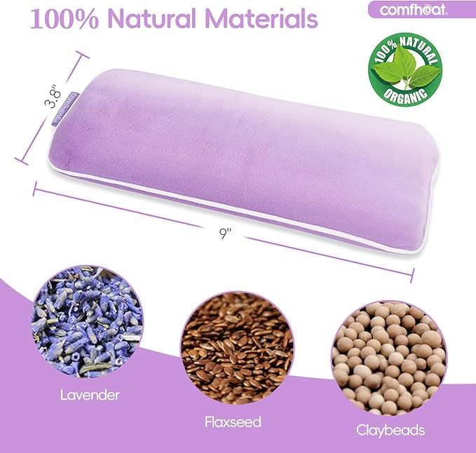Lavender Weighted Eye Pillow for Yoga, Microwavable Moist Heat Eye Compress Mask - Image 3