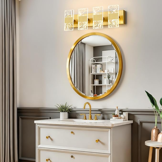 Modern LED Bathroom Light Fixtures Dimmable 4-Light Gold Vanity Light, 5CCT - Image 7