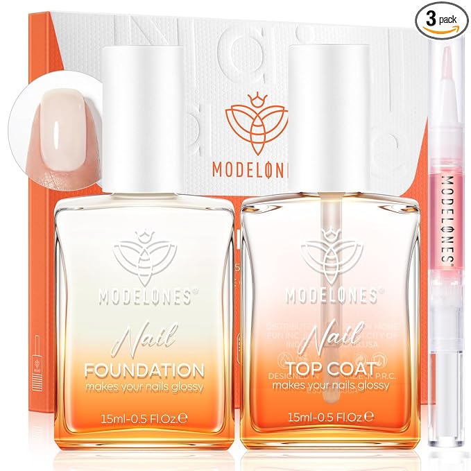 modelones Nail Strengthener and Growth Clear Gel Top Coat Nail Polish Cuticle by MODELONES