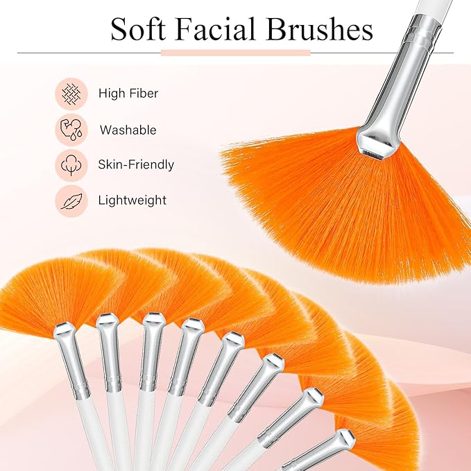 9 Pieces Facial Fan Mask Brushes, Soft Facial Applicator Brushes Tools - Image 7