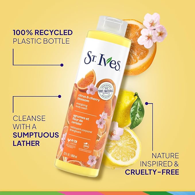 St. Ives Body Wash, Citrus & Cherry Blossom Energizing Shower Gel 2-Pack - Image 4
