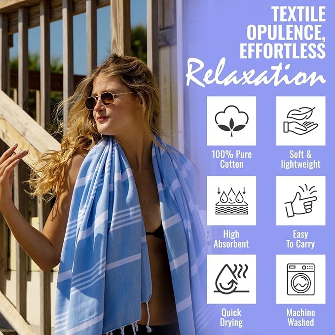 Turkish Pestemal Towel Bath Beach Towel Yoga Sarong Gym Spa Sauna Peshtemal - Image 2