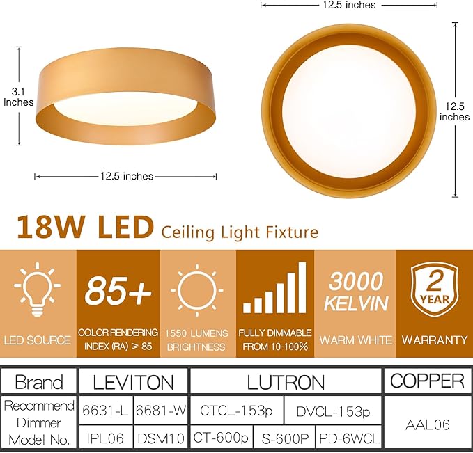 Bargeni Flush Mount Ceiling Light, 12.5 inch LED Ceiling Light Fixture - Image 2