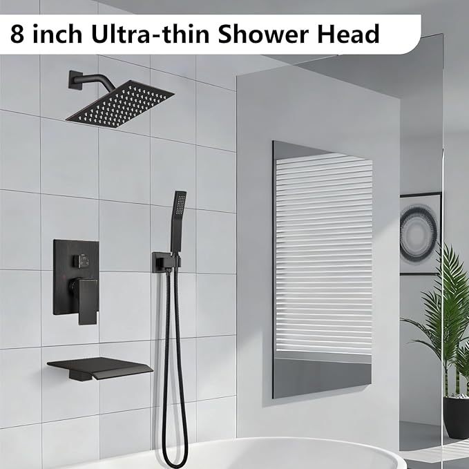 Midanya Shower System with Tub Spout, Bathtub Shower Faucet Set with Square - Image 2