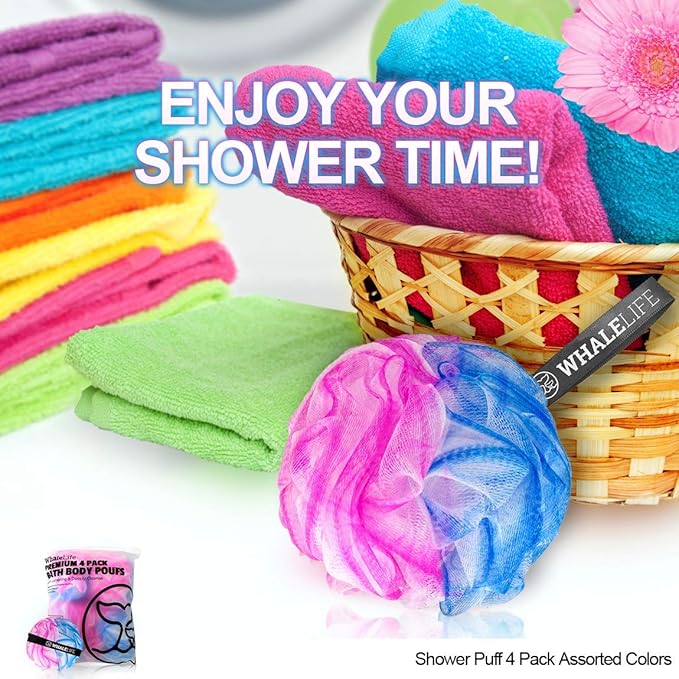 Loofah Sponge Bath Sponge for Women Men 4 Pack - Image 6