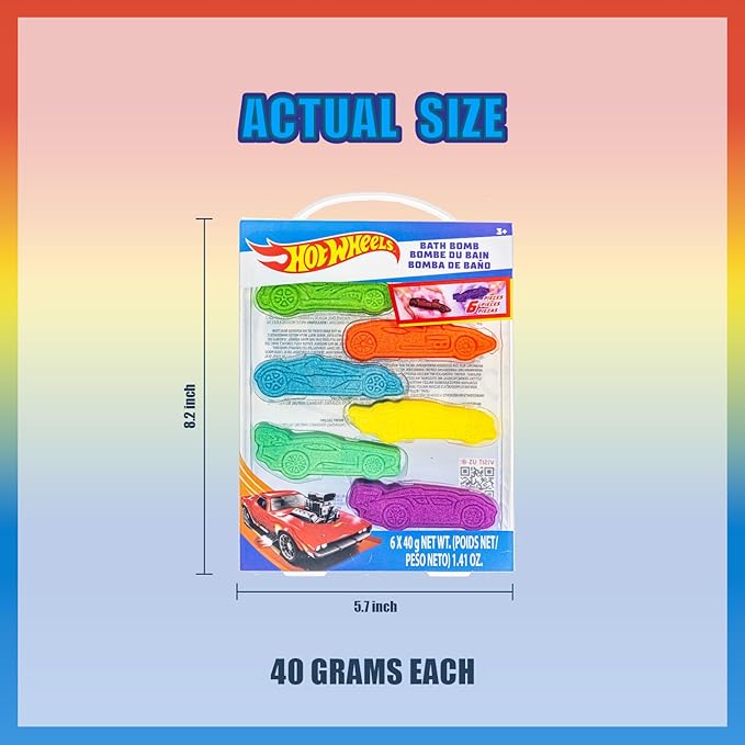 Hot Wheels 6 Piece Bath Bombs for Kids, Bubble Gum Scented, Bath Toys for Kids - Image 7