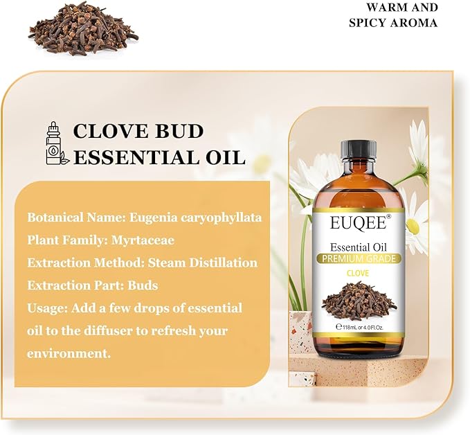 EUQEE Clove Essential Oil Large Capacity Premium Clove Bud Oil - - Image 2