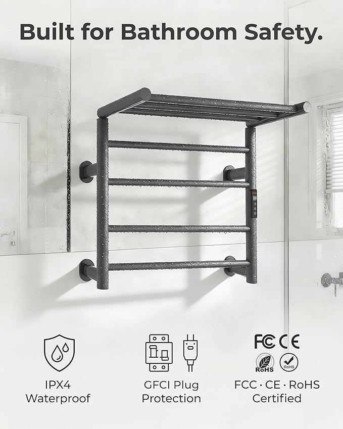 Foldable Heated Towel Rack, Dual-Zone Electric Towel Warmer Rack - Image 5