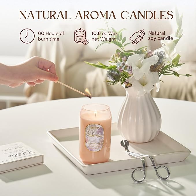 M&SENSE Aromatherapy Pink Soy Scented Candle Gift-Fresh Roses Scent, 10.6 oz - Image 2