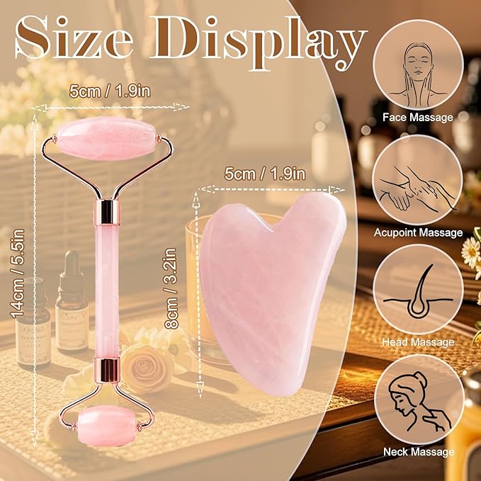 Gua Sha Facial Massage Tool and Roller Set, Facial Massager - Image 5